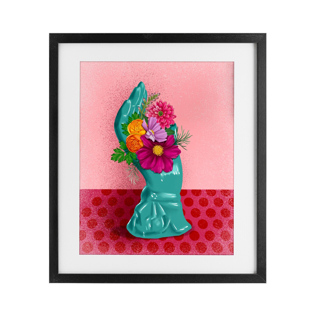 Stupell Industries Vintage Hand Floral Sculpture Framed Print Under Glass, design by Jilly Jack Designs
